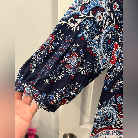 Avenue Peasant Blouse Red White & Blue - Picture 5 of 5